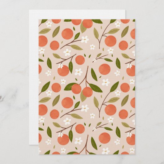 Cute Hand-drawn Orange Blossom Seamless Pattern 招待状 (正面/裏面)