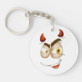 Cute Hand-Drawn Owl with Red Heart Custom Keychain キーホルダー (正面)