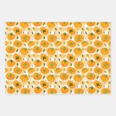 Cute Hand-Drawn Persimmons Seamless Pattern ラッピングペーパーシート (正面3)