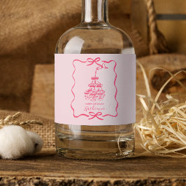 Cute Hand Drawn Pink Champagne Tower Birthday  スパークリングワインラベル