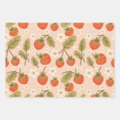 Cute Hand-drawn Red Strawberry Seamless Pattern ラッピングペーパーシート (正面3)