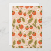 Cute Hand-drawn Red Strawberry Seamless Pattern 招待状 (正面/裏面)