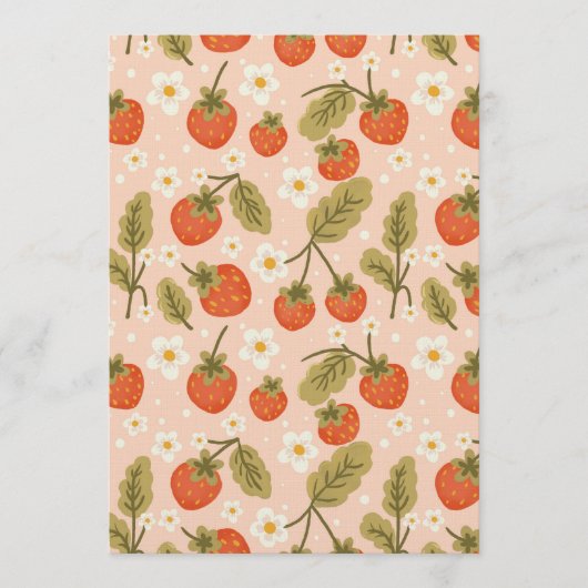 Cute Hand-drawn Red Strawberry Seamless Pattern 招待状 (正面)