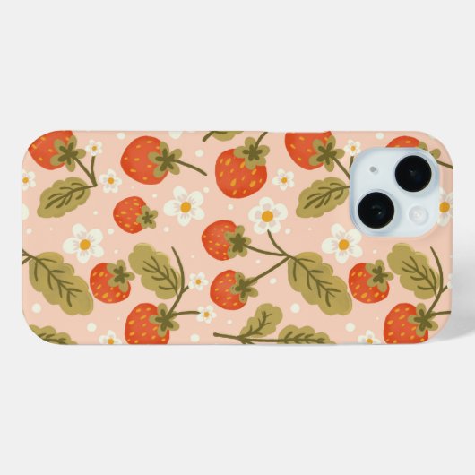 Cute Hand-drawn Red Strawberry Seamless Pattern Case-Mate iPhoneケース (裏面 (横))