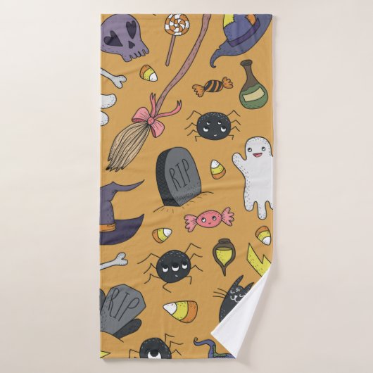 Cute hand drawn seamless patterns with cute hand d バスタオル (バスタオル)