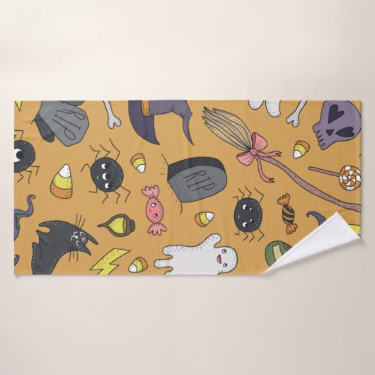 Cute hand drawn seamless patterns with cute hand d バスタオル (バスタオル)