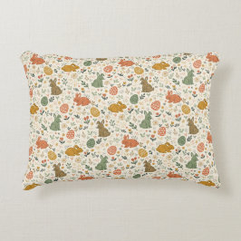 Cute Hand Drawn Spring Bunnies Accent Pillow アクセントクッション