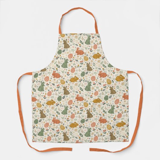 Cute Hand Drawn Spring Bunnies Apron エプロン (正面)