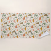 Cute Hand Drawn Spring Bunnies Beach Towel ビーチタオル (正面)