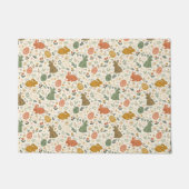 Cute Hand Drawn Spring Bunnies Doormat ドアマット (正面)