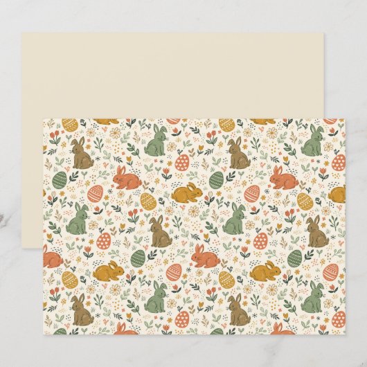 Cute Hand Drawn Spring Bunnies Invitation 招待状 (正面/裏面)