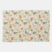 Cute Hand Drawn Spring Bunnies Kitchen Towel キッチンタオル (横)