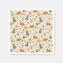 Cute Hand Drawn Spring Bunnies Napkins スタンダードカクテルナプキン