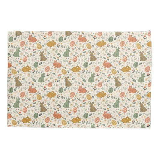 Cute Hand Drawn Spring Bunnies Pillowcase 枕カバー (裏面)