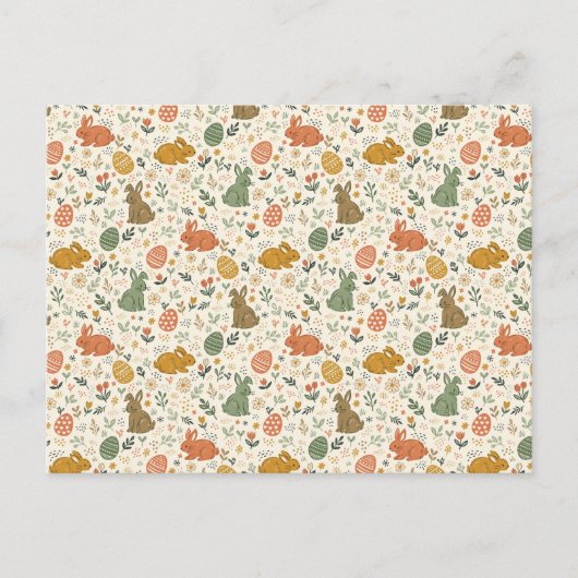 Cute Hand Drawn Spring Bunnies Postcard シーズンポストカード (正面)