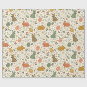 Cute Hand Drawn Spring Bunnies Wrapping Paper Roll ラッピングペーパー (フラット)