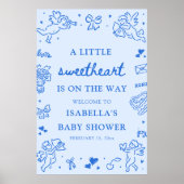 Cute Hand Drawn Valentine Baby Shower Welcome Sign ポスター (正面)