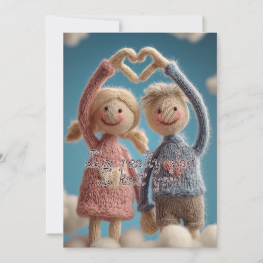 Cute Hand-knit Couple Yarn Dolls Valentine's シーズンカード (正面)