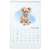 Cute Hand-Painted Dogs Art Wall Calendar カレンダー (2月 2026)