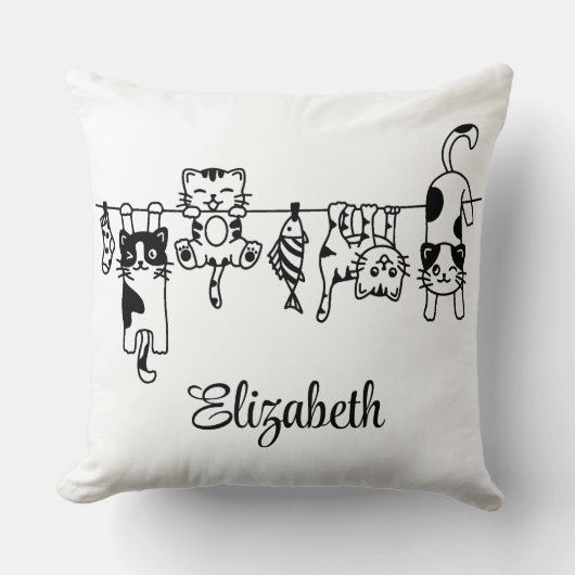 Cute Hanging Kittens Custom Name クッション (正面)