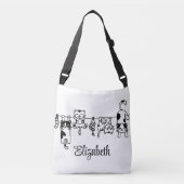 Cute Hanging Kittens Custom Name クロスボディバッグ (正面)