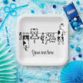 Cute Hanging Kittens Custom Text/Name ペーパープレート (パーティー)