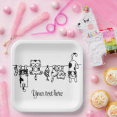 Cute Hanging Kittens Custom Text/Name ペーパープレート (パーティー)