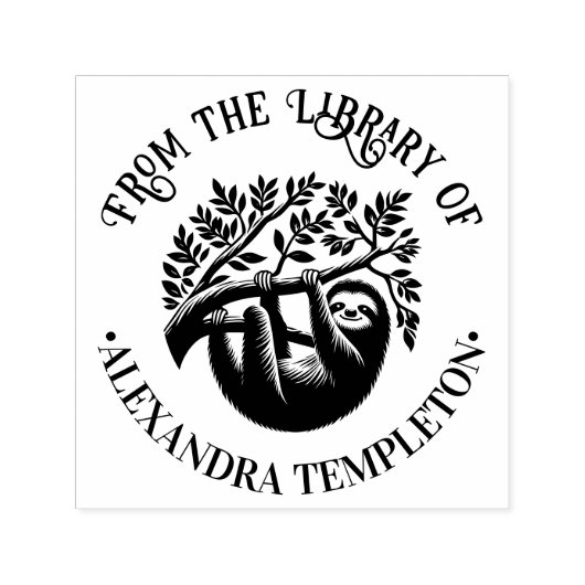Cute Hanging Sloth #3 Library Book Name セルフインキングスタンプ (デザイン)