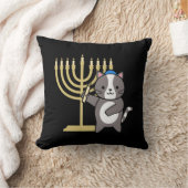 Cute Hanukkah Cat Menorah Pillow for Kids and Teen クッション (ブランケット)