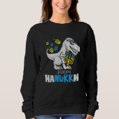 Cute Hanukkah Rex Dinosaur Menorasaurus Chanukah B スウェットシャツ (正面)