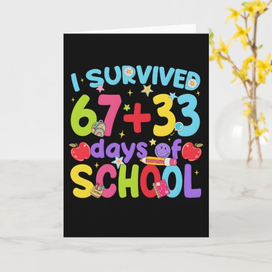 Cute happy 100 days of school first day of school カード (黄色い花)