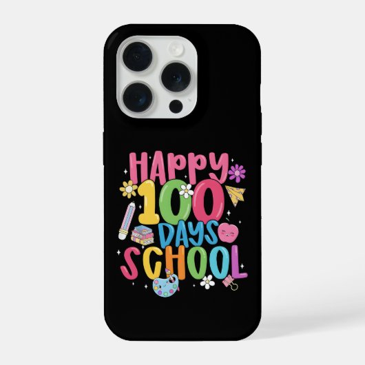 Cute happy 100 days of school first day of school iPhoneケース (裏面)