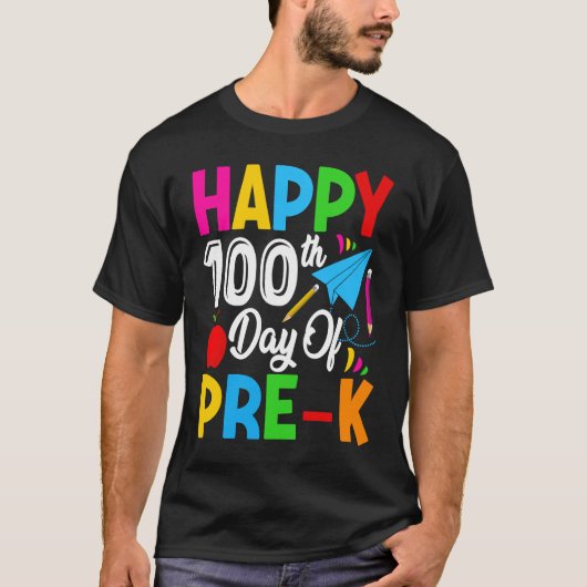 Cute Happy 100th Day of Pre k School For Student o Tシャツ (正面)