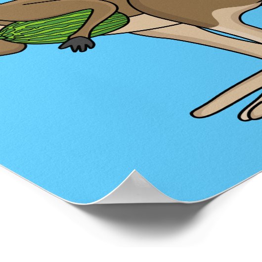 Cute happy Australian kangaroo illustration ポスター (角)