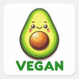 Cute Happy Avocado Vegan Lifestyle スクエアシール