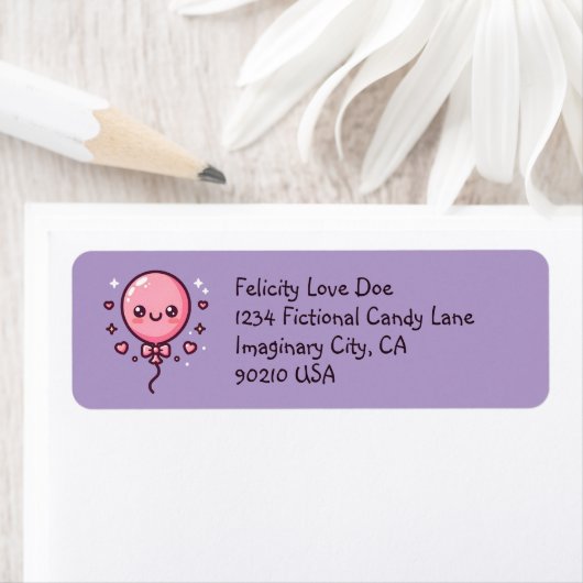 Cute Happy Balloon Return Labels ラベル (インサイチュ)