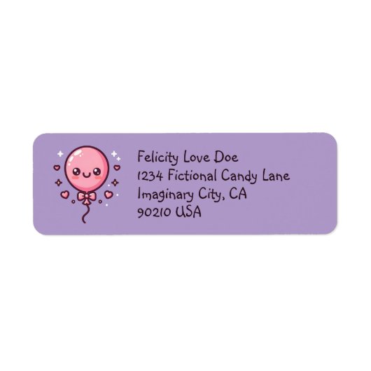 Cute Happy Balloon Return Labels ラベル (正面)