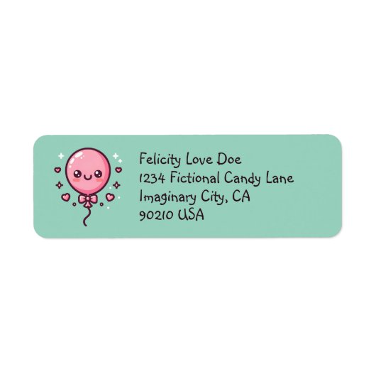 Cute Happy Balloon Return Labels ラベル (正面)