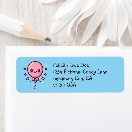 Cute Happy Balloon Return Labels ラベル (インサイチュ)