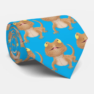 Cute happy bearded dragon lizard cartoon ネクタイ