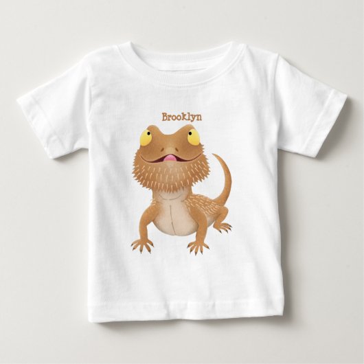 Cute happy bearded dragon lizard cartoon ベビーTシャツ (正面)