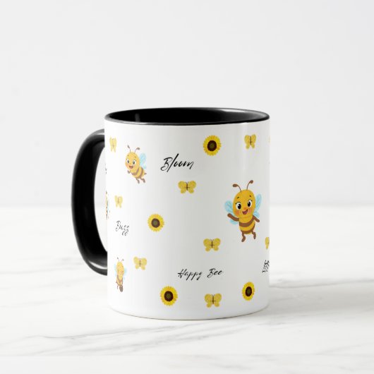 Cute Happy Bee Kids Mug マグカップ (正面左)
