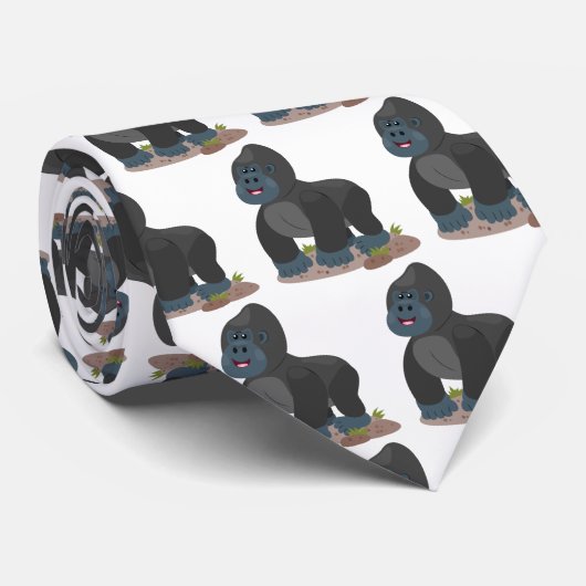 Cute happy big gorilla cartoon illustration ネクタイ (ロール)