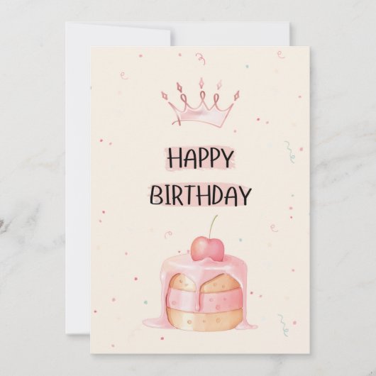 Cute Happy Birthday Card 招待状 (正面)