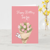 Cute Happy Birthday Card with Sweet Message カード (黄色い花)