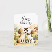 Cute Happy Birthday Dog Card シーズンカード (正面)