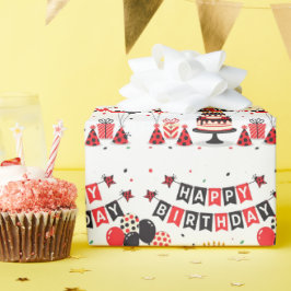 Cute Happy Birthday ladybug theme ラッピングペーパー