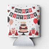 Cute Happy Birthday ladybug theme 缶クーラー (裏面)