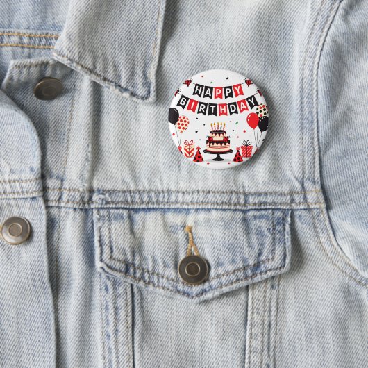 Cute Happy Birthday ladybug theme 缶バッジ (インサイチュ)