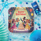 Cute Happy Birthday masquerade theme ペーパープレート (パーティー)